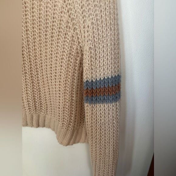 American Eagle cream stripe sleeve sweater M - Picture 11 of 12